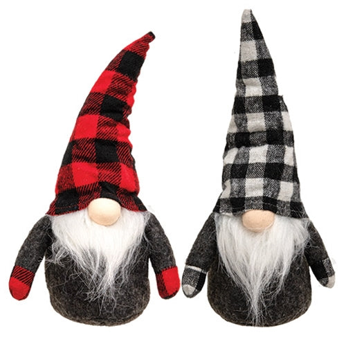 Sitting Checkered Gnome Decoration - 2 Asstd