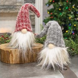 Plush Santa Gnome Head Red or Gray Hat Small