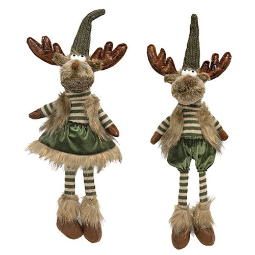 Mr & Mrs Green Reindeer w/Dangle Legs 2 Asstd.
