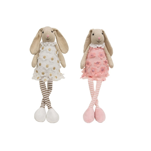 Flower Dress Dangle Legs Bunny - 2 Asstd.
