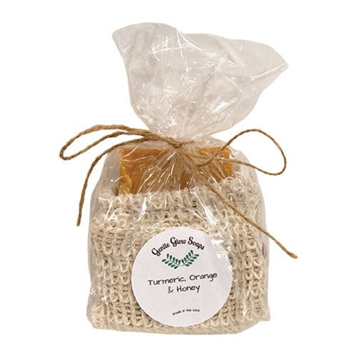 2/Set - Turmeric Orange & Honey Soap Bar With Sisal Scrub Bag