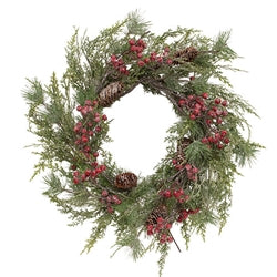 Icy Memories Mixed Pine & Berries Wreath - 24"