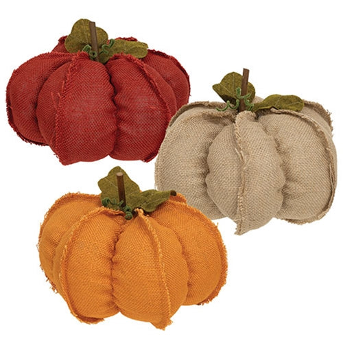 Large Burlap Pumpkins 3 asst.