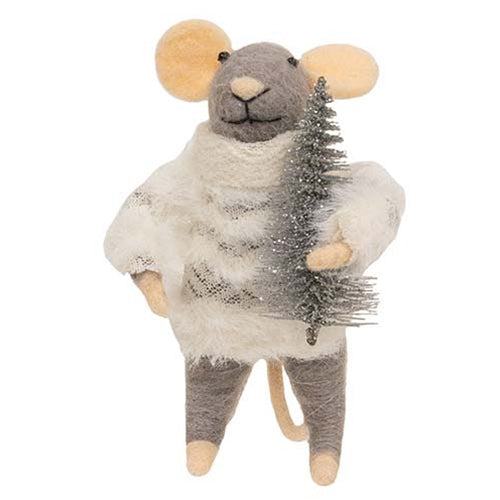 Festive Mouse with Tree Felted Ornament