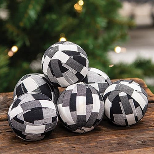 6/Set White and Black Buffalo Check Balls
