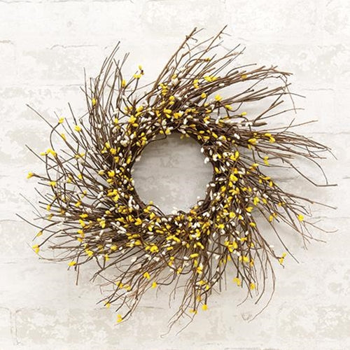Yellow & Cream Pip Twig Wreath 16"