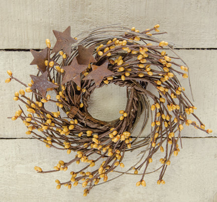 Old Gold Pip & Star Twig Wreath 10"