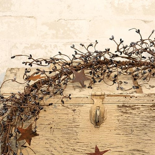 Pip Berry Garland With Stars Grey & Black 40"