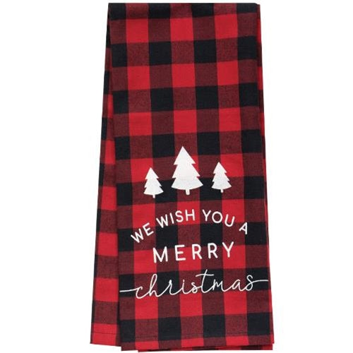 Red Buffalo Check Merry Christmas Towel