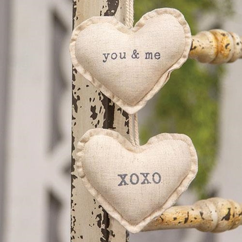 You & Me Fabric Heart Ornament 2 Asstd.
