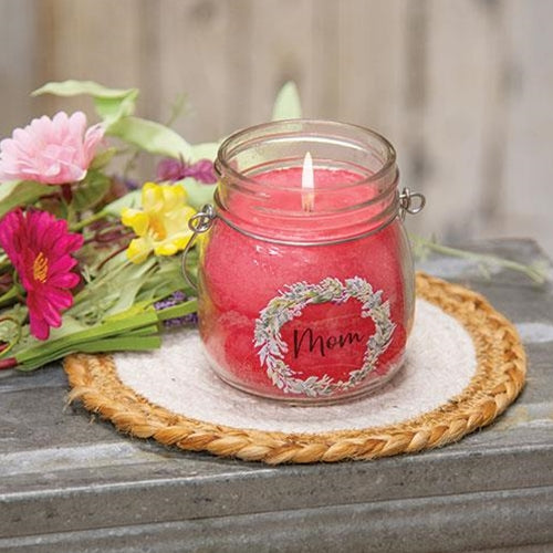 Mom Wreath Jar Candle 6oz Strawberry Lemonade