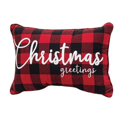 Buffalo Check Flannel Christmas Greetings Pillow 2 Asstd.
