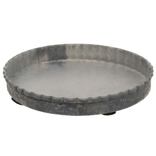 Antiqued Gray Fluted Candle Pan 4"
