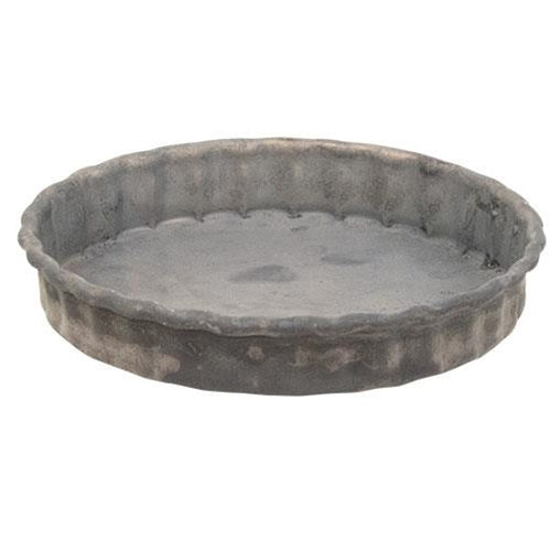 Antiqued Gray Fluted Candle Pan 3"