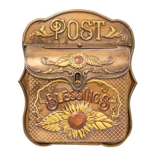 Copper Look Sunflower Blessings Post Box