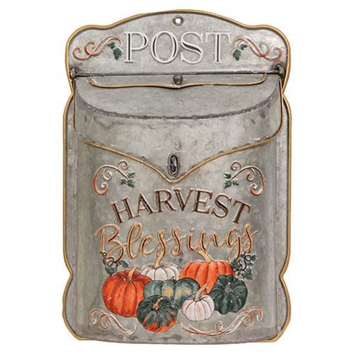 Harvest Blessings Pumpkin Metal Post Box