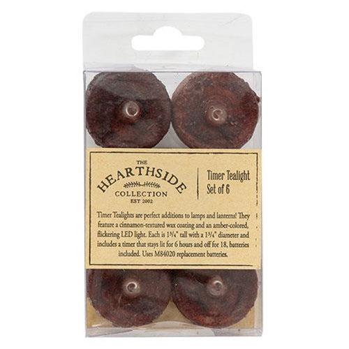 6/Pkg Burnt Burgundy Timer Tealights