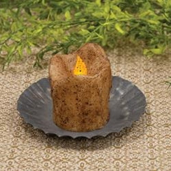 Graywashed Tin Fluted Candle Pan 5.5"