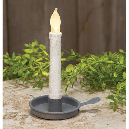 Metal Tab Taper Candle Holder Gray