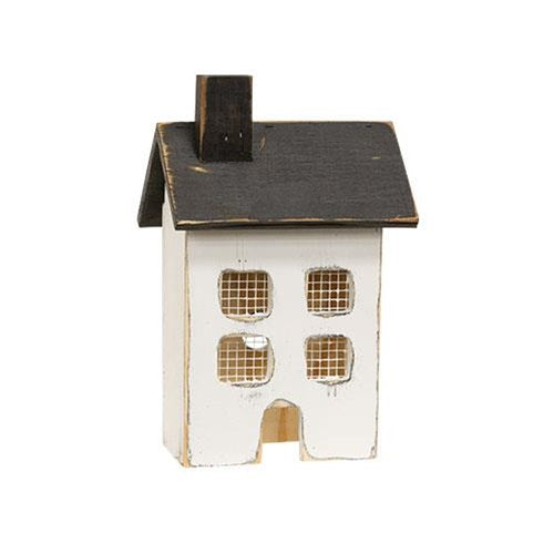 Distressed Wooden Small White Light Up House