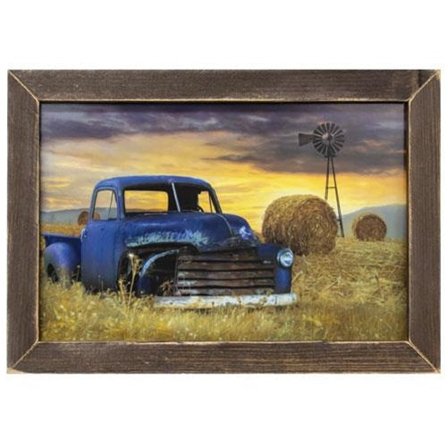 Old Chevy With Windmill Framed Print 12x18