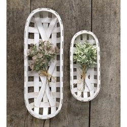 2/Set Whitewash Oval Tobacco Baskets