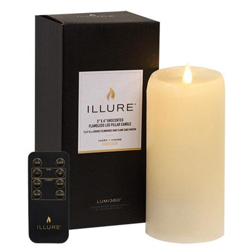 Illure Ivory Wax Pillar 3" x 6"