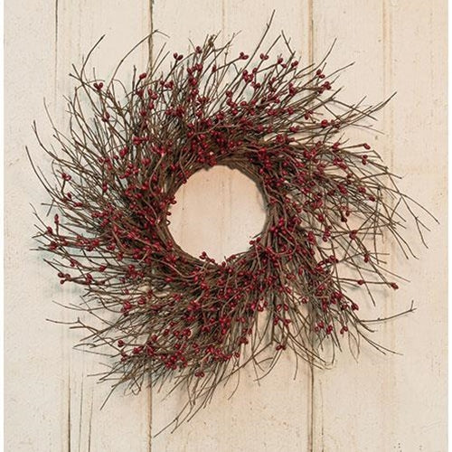 Burgundy Pip Twig Wreath 16"