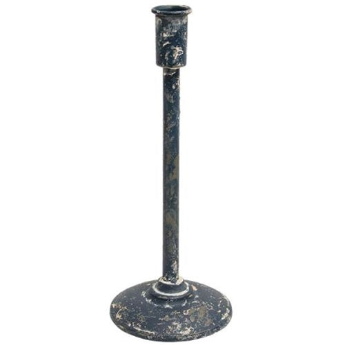 Distressed Black Candle Holder 11.75"