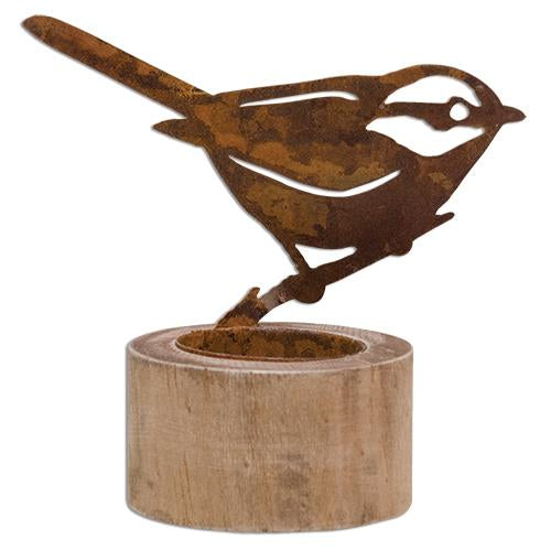 Rusty Bird Tealight Holder 4"
