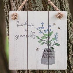 Bee-lieve in Yourself Distressed Shiplap Sign