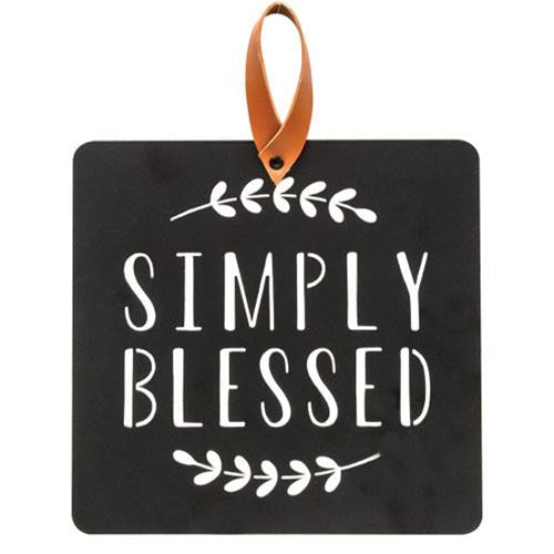 Simply Blessed Black Metal Cutout Plaque