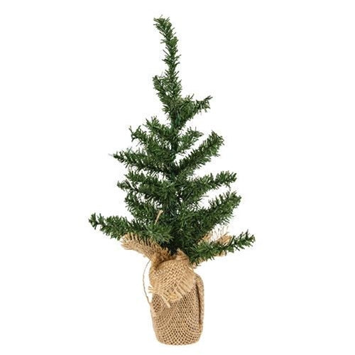 Mini Pine Tree w/Burlap Base 9"