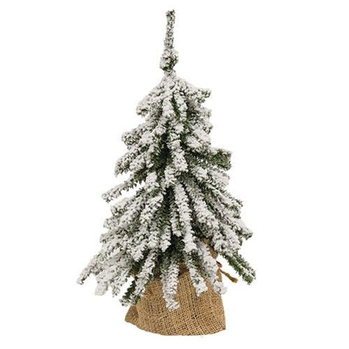 Flocked Mini Downswept Tree With Burlap Base 15"