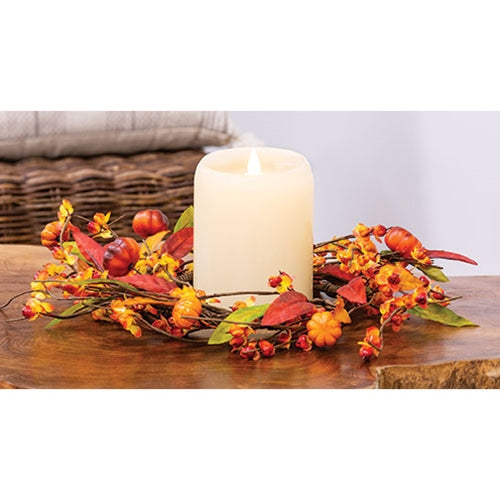 Barnyard Bittersweet & Pumpkins Candle Ring 6.5"