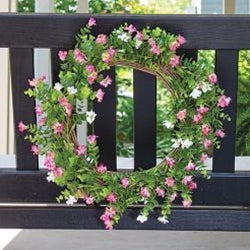 Pink & White Wildflower & Twig Wreath