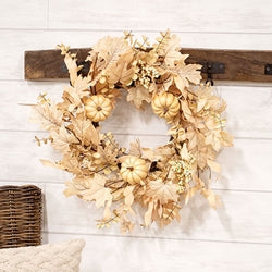Natural Fall Leaves Berry Clusters & Eucalyptus Wreath 24"