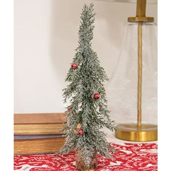 Winter Frost Pine Tree w/Red Baubles - 13.5"H