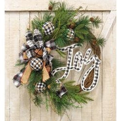 *Buffalo Check Holiday Jingle Joy Wreath 2 Asstd.