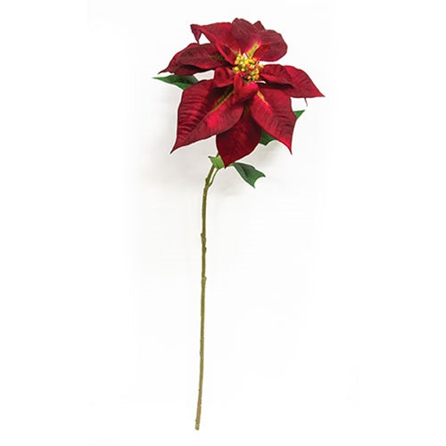 Giant Velvet Poinsettia Stem - 28"