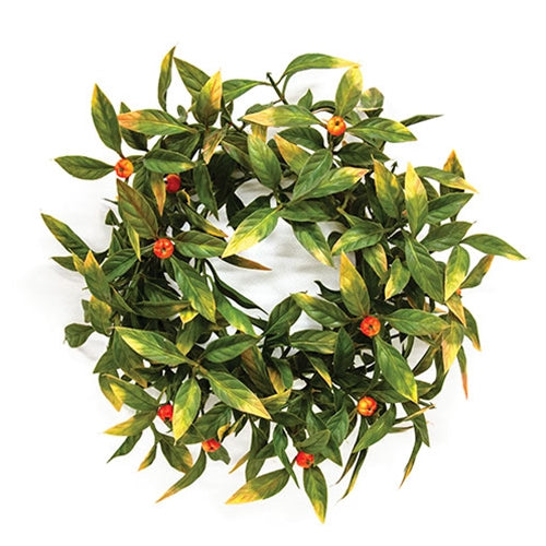 Butcher's Broom & Berries Candle Ring - 4.5"