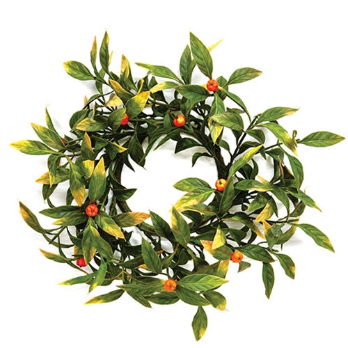 Butcher's Broom & Berries Candle Ring - 3.25"
