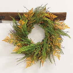 Fall Wetland Fern & Wheat Wreath - 28"