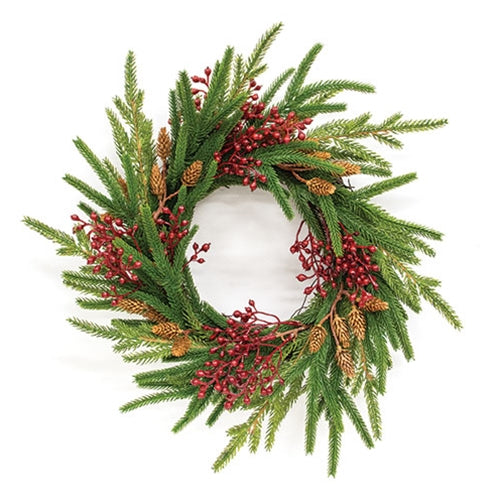 Soft Touch Austrian Pine & Berry Wreath - 16"