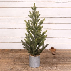 *Glittered Pine Tree with Galvanized Metal Base