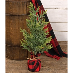 *Glittered Cedar Tree with Red/Black Buffalo Check Base