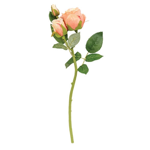 Blooming Peach Roses Pick - 17"