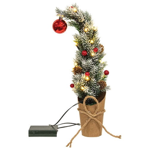 Flocked Curly Christmas Tree w/LED Lights