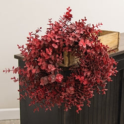 Baby Eucalyptus Wreath - Burgundy - 18"