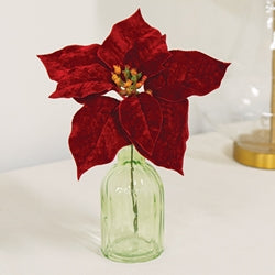 Winter Party Velvet Poinsettia Pick - 9"H